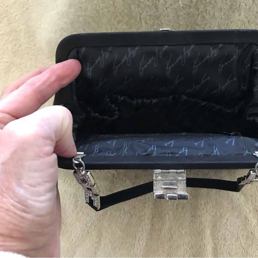 Kenneth Jay Lane Black Shoulder Bag with Silver Accents - Picture 7 of 7